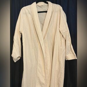 100% Cotton Striped Cream and White Women's Robe